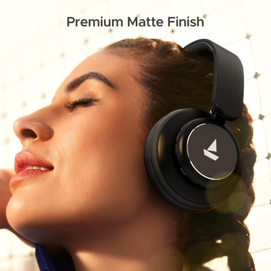 boAt Rockerz 450, 15 HRS Battery, 40mm Drivers, Padded Ear Cushions, Integrated Controls, Dual Modes, On Ear Bluetooth Headphones, Wireless Headphone with Mic (Luscious Blac